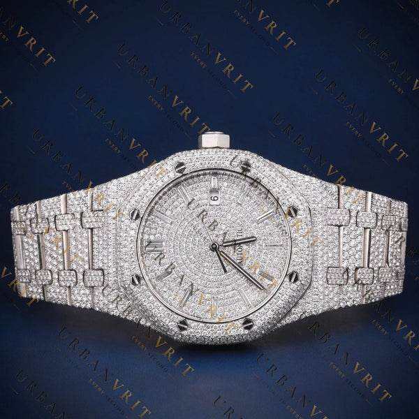 White Gold Automatic VVS1 D Color Moissanite Watch