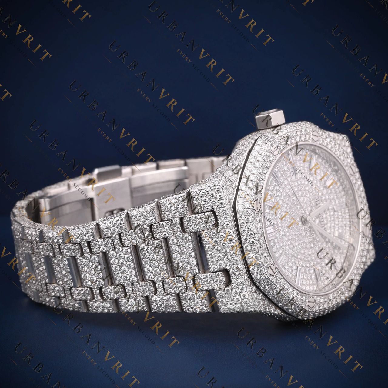 White Gold Automatic VVS1 D Color Moissanite Watch