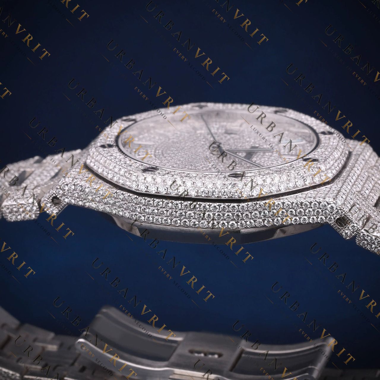 White Gold Automatic VVS1 D Color Moissanite Watch