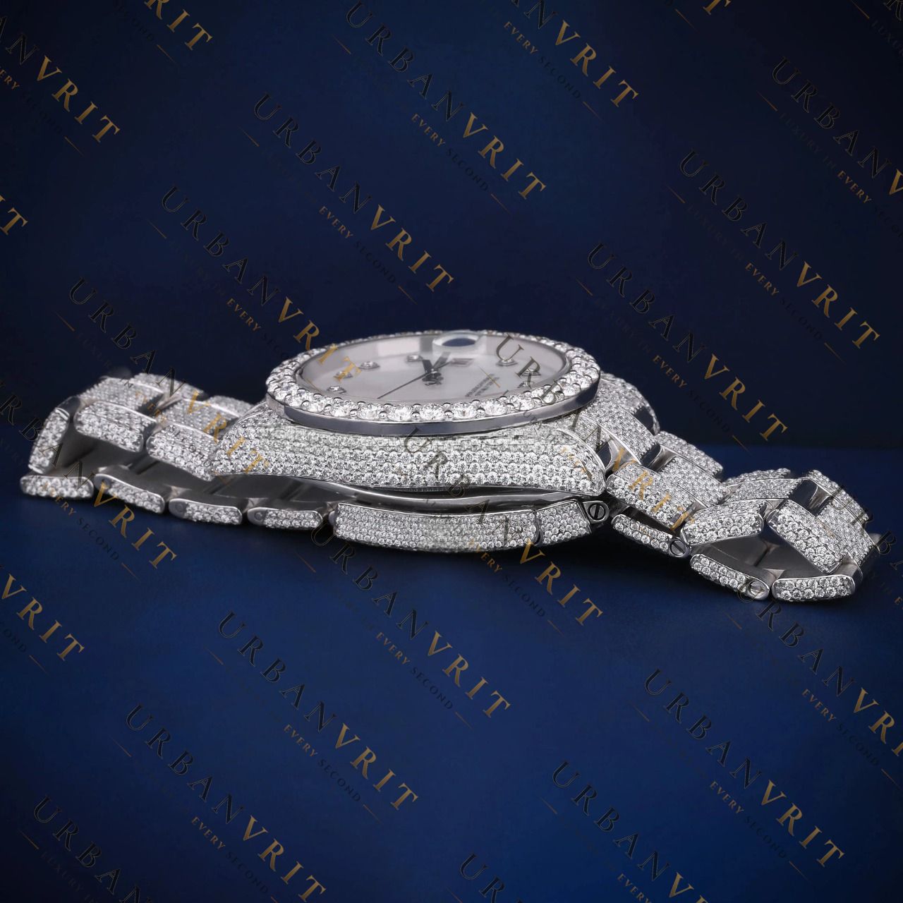 White Dial Diamond Marker VVS1 D Color Moissanite Watch