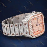 Rose Gold Rainbow Numeral VVS1 D Color Moissanite Watch