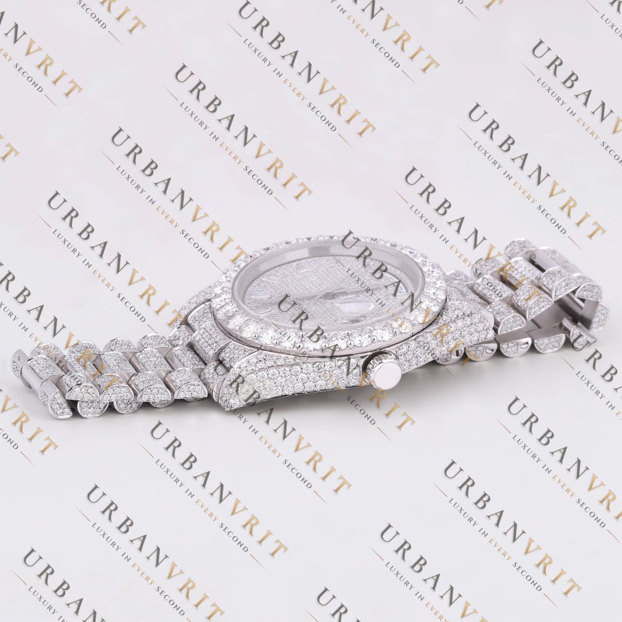 Silver Day-Date VVS1 D Color Moissanite Watch