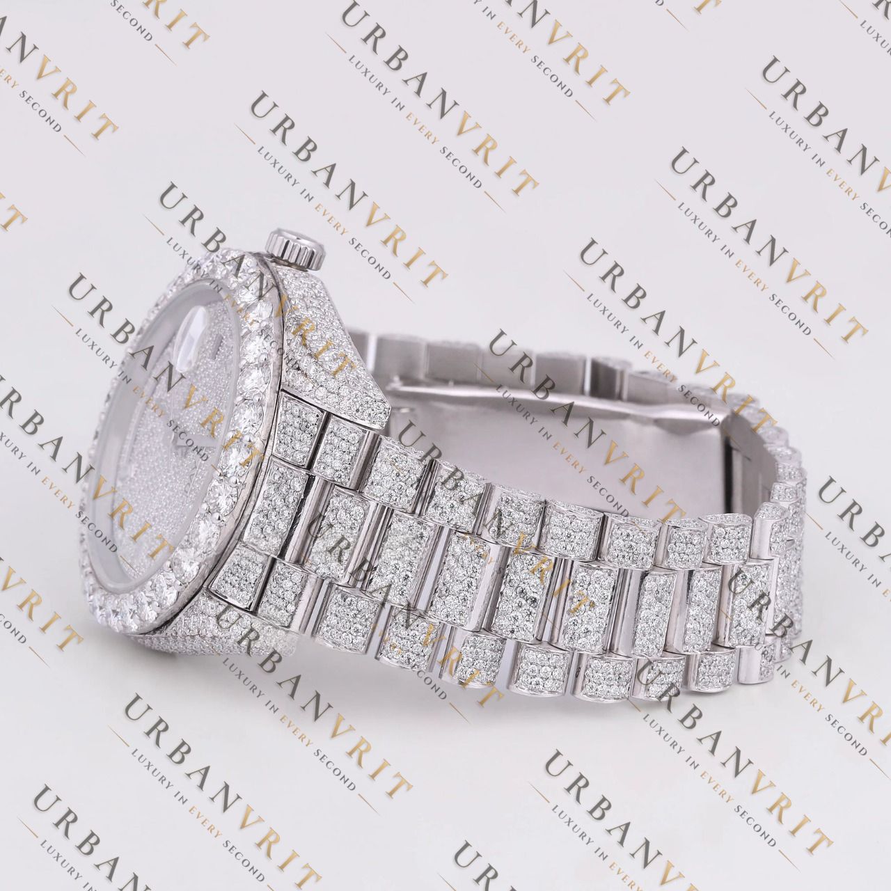 Silver Day-Date VVS1 D Color Moissanite Watch