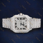 Silver Roman Dial VVS1 D Color Moissanite Watch