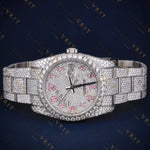 Pink Arabic Dial VVS1 D Color Moissanite Watch
