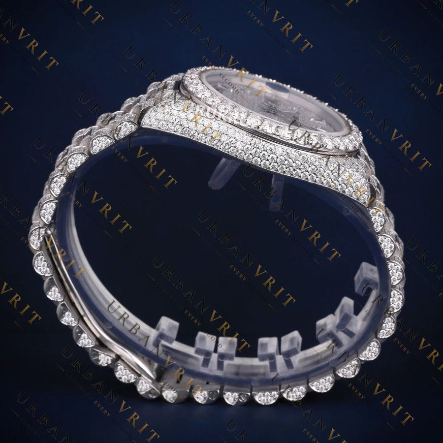 White Gold Day-Date VVS1 D Color Moissanite Watch