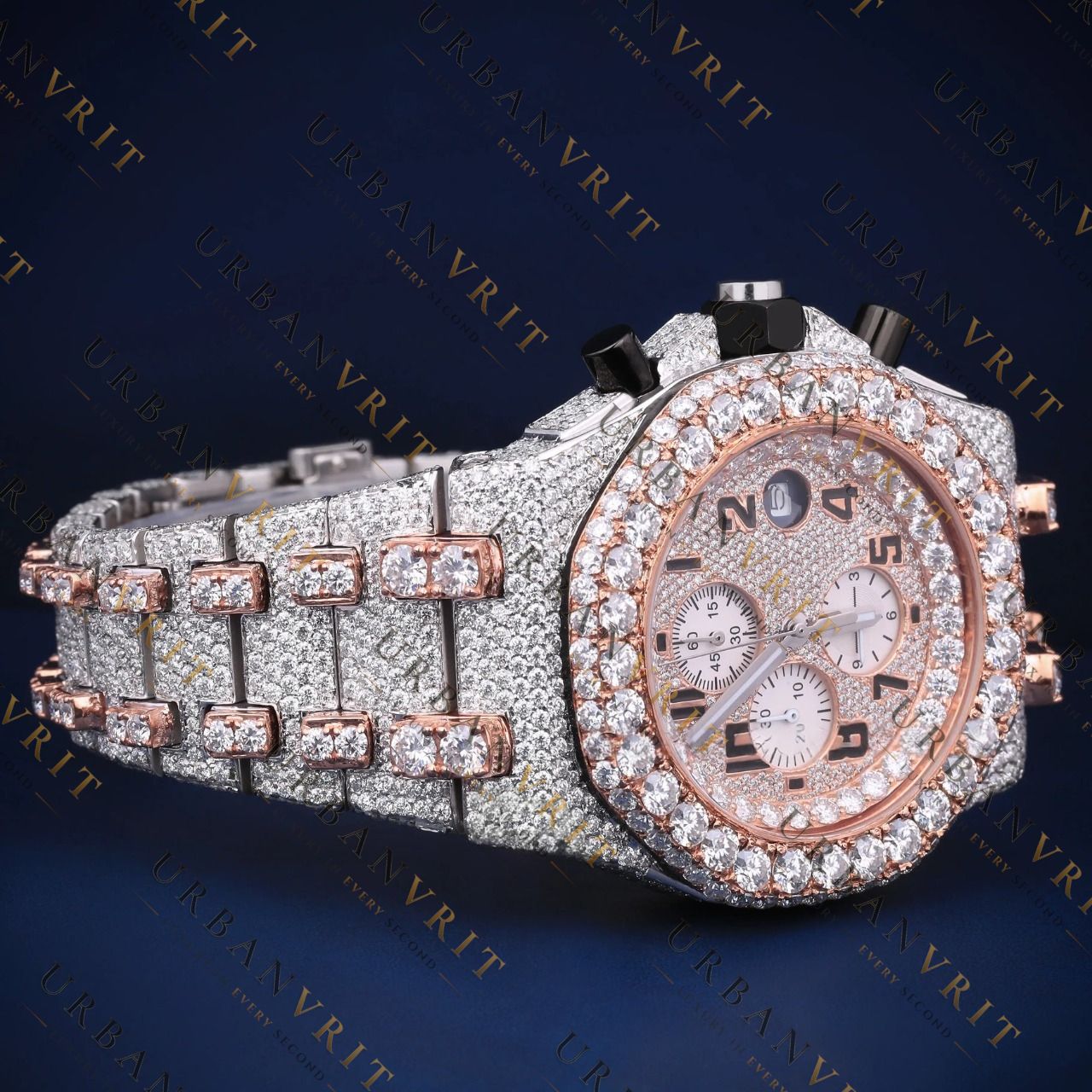 Two-Tone Chronograph VVS1 D Color Moissanite Watch