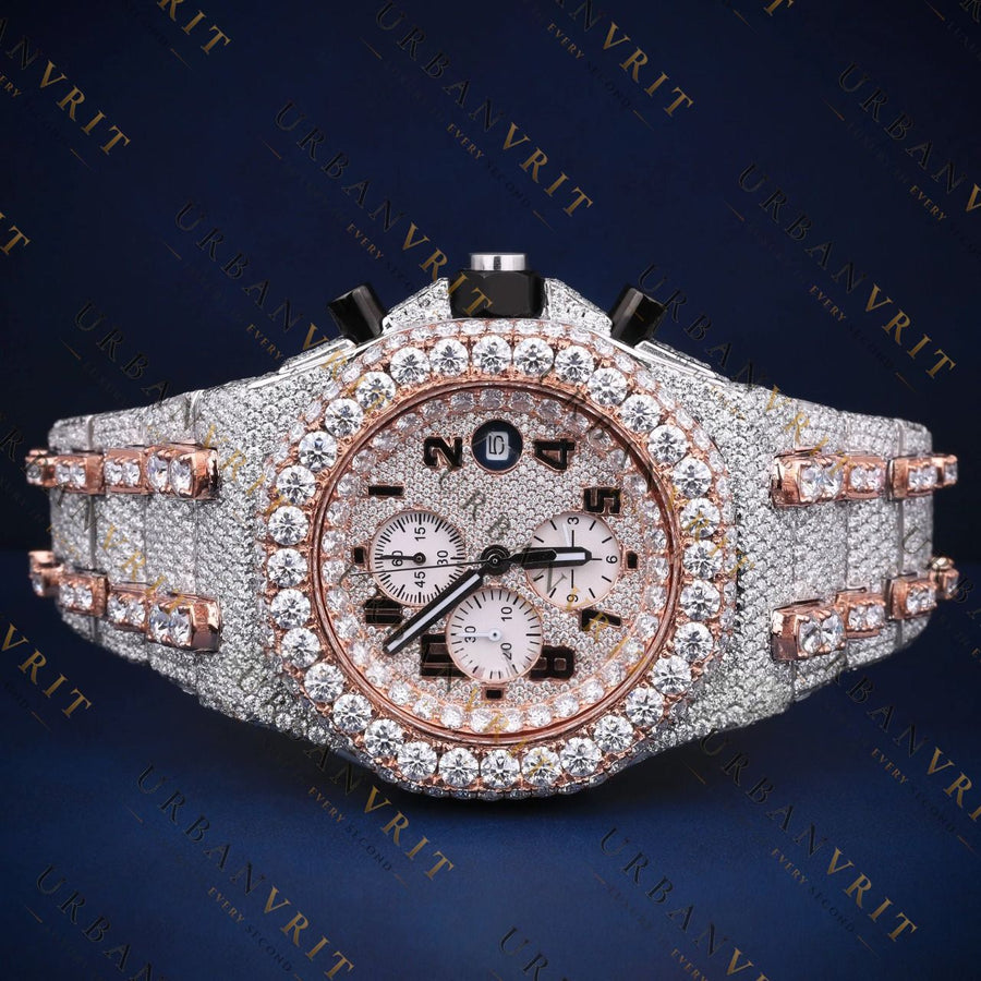 Two-Tone Chronograph VVS1 D Color Moissanite Watch
