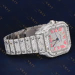 Square Pink Roman Numeral VVS1 D Color Moissanite Watch