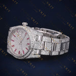 Ruby Red Marker VVS1 D Color Moissanite Day-Date Watch