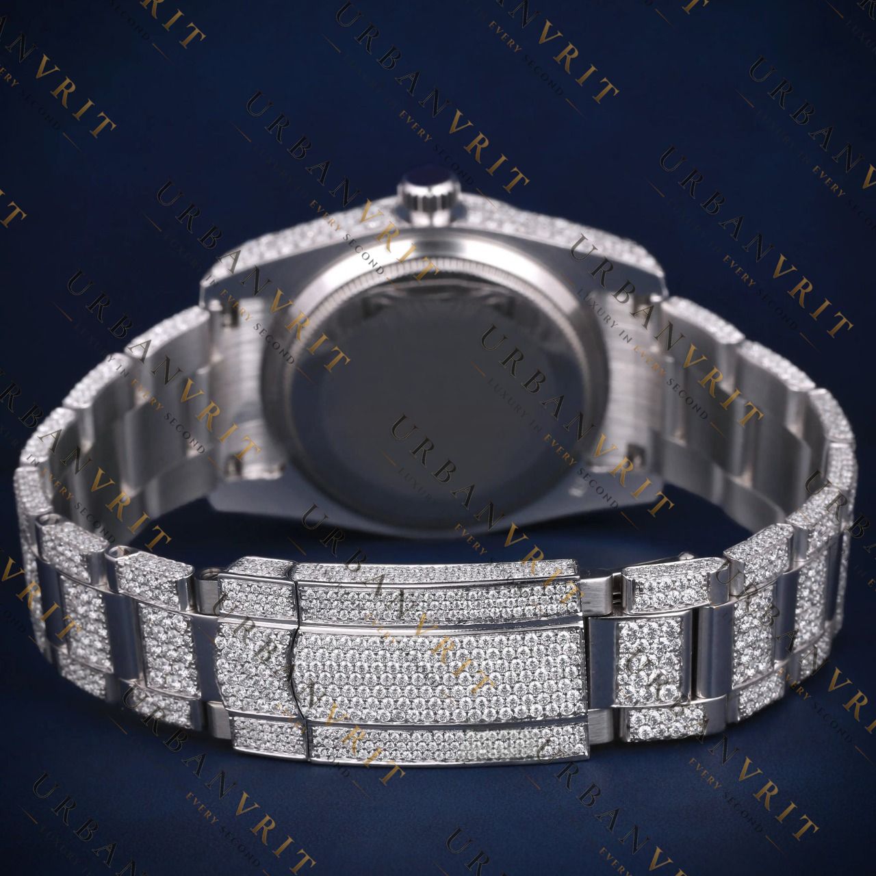 Ruby Red Marker VVS1 D Color Moissanite Day-Date Watch