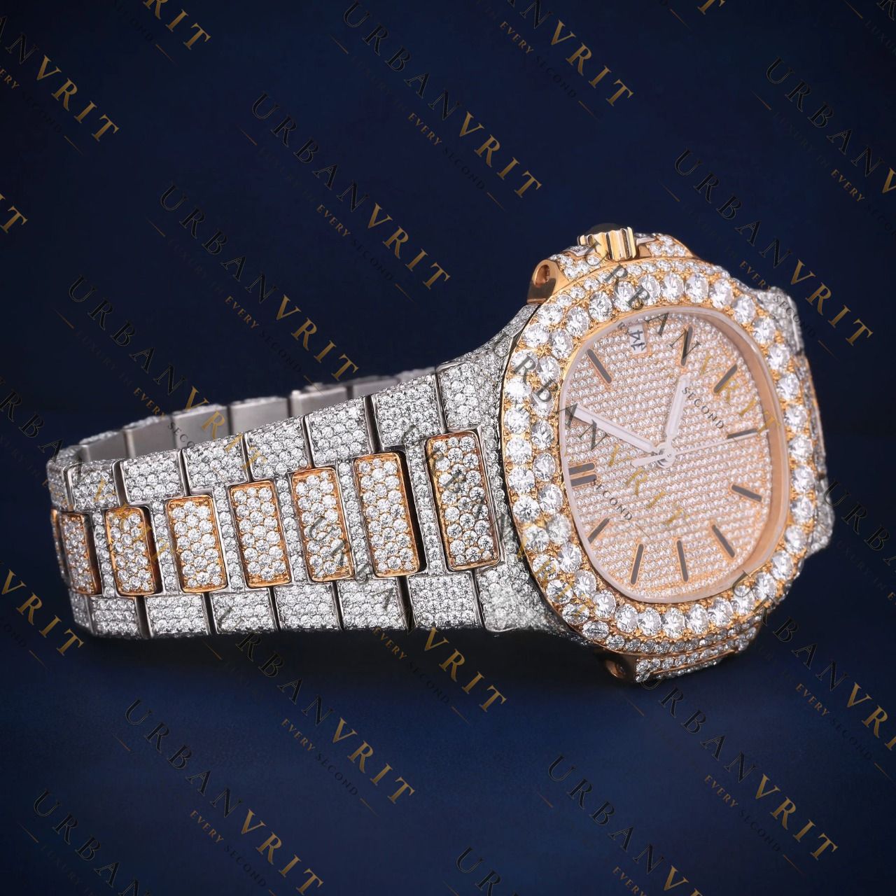 Two-Tone Rose Gold VVS1 D Color Moissanite Automatic Watch