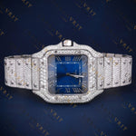 Blue Dial Square VVS1 D Color Moissanite Automatic Watch