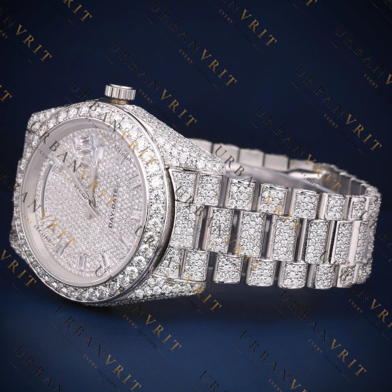 Iced Out Day-Date VVS1 D Color Moissanite Watch