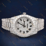 Iced Out Day-Date Roman VVS1 D Color Moissanite Watch