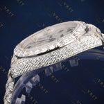 Iced Out Day-Date Roman VVS1 D Color Moissanite Watch