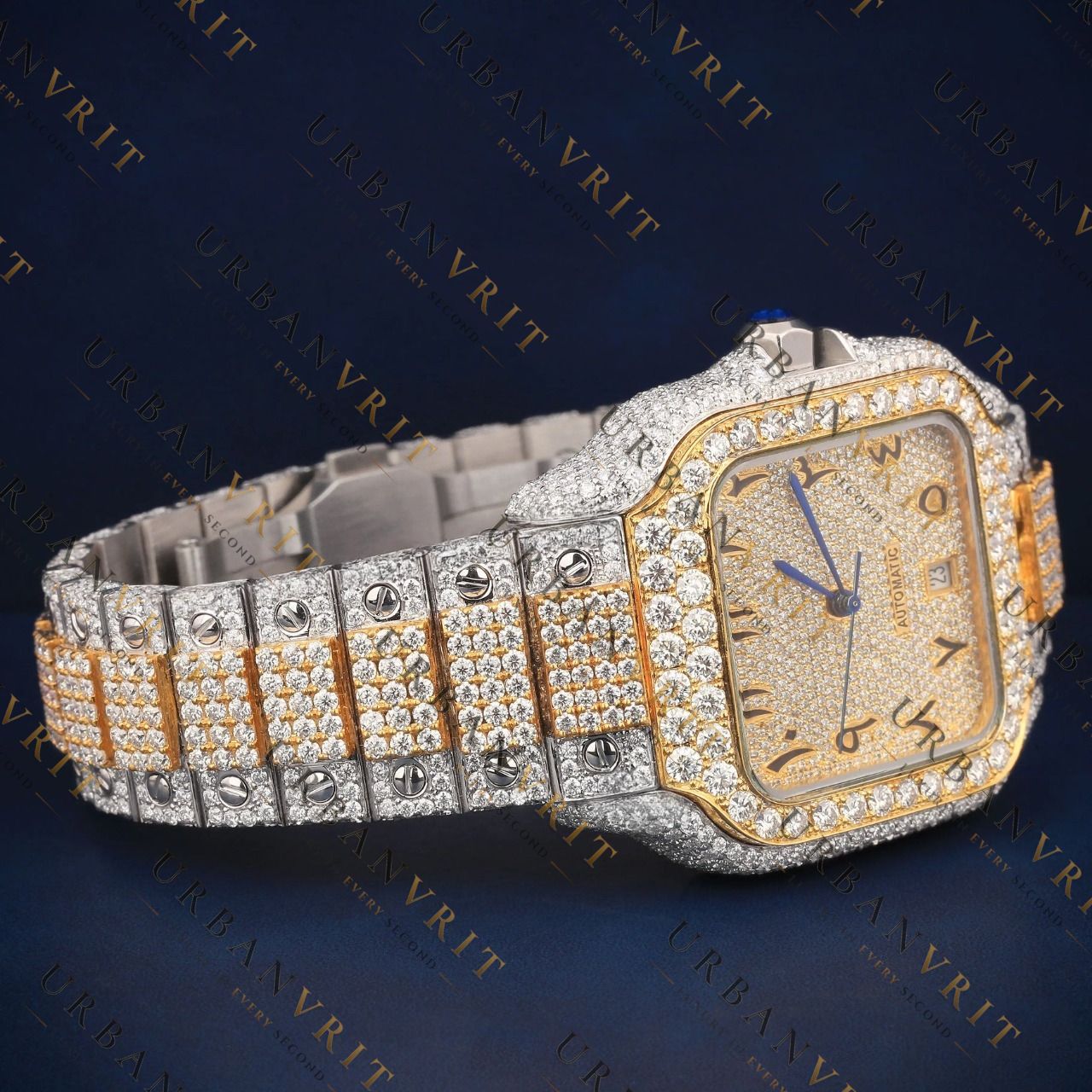 Two Tone Square VVS1 D Color Moissanite Watch