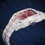 Red Dial Square VVS1 D Color Moissanite Watch