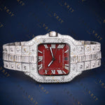 Red Dial Square VVS1 D Color Moissanite Watch