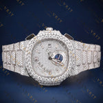 Iced Moonphase VVS1 D Color Moissanite Watch
