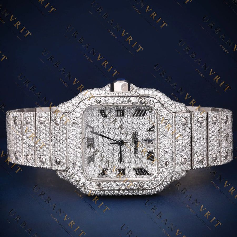 Square Roman Dial VVS1 D Color Moissanite Watch