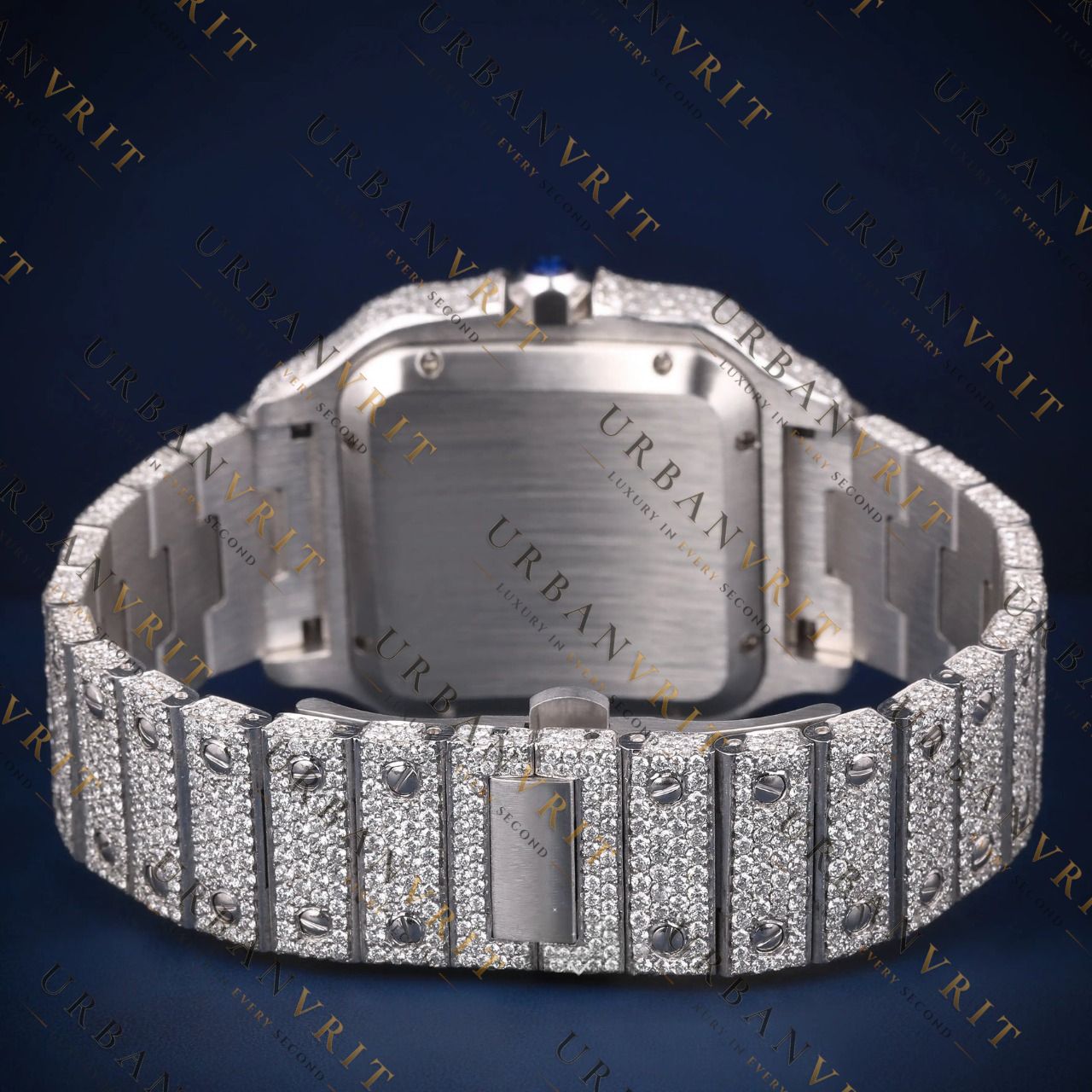 Square Roman Dial VVS1 D Color Moissanite Watch