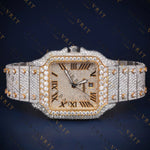 Two Tone Square RomanVVS1 D Color Moissanite Watch
