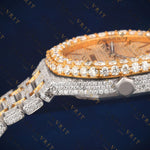 Two Tone Iced Out VVS1 D Color Moissanite Watch