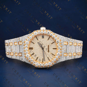 Two Tone Iced Out VVS1 D Color Moissanite Watch