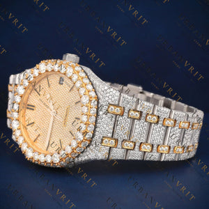 Two Tone Iced Out VVS1 D Color Moissanite Watch