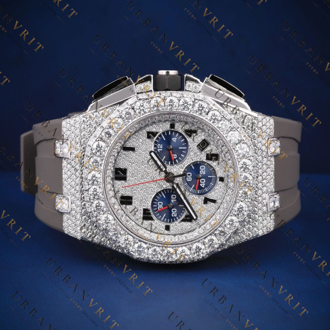 White Gold Iced-Out VVS1 D Color Moissanite Watch