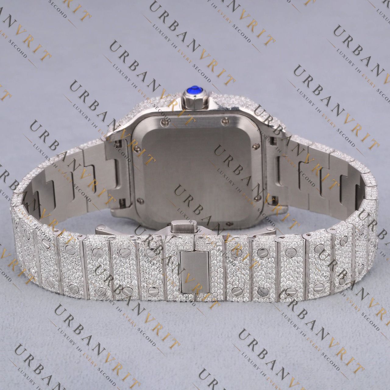 Square Iced-Out VVS1 D Color Moissanite Watch
