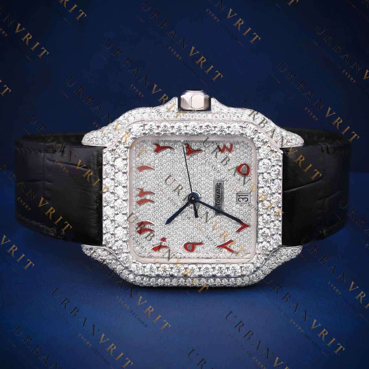 Square Iced-Out VVS1 D Color Moissanite Watch