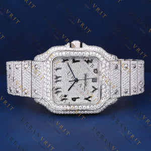 Square White Gold Iced-Out VVS1 D Color Moissanite Watch