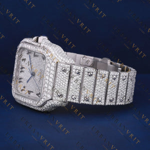 Square White Gold Iced-Out VVS1 D Color Moissanite Watch