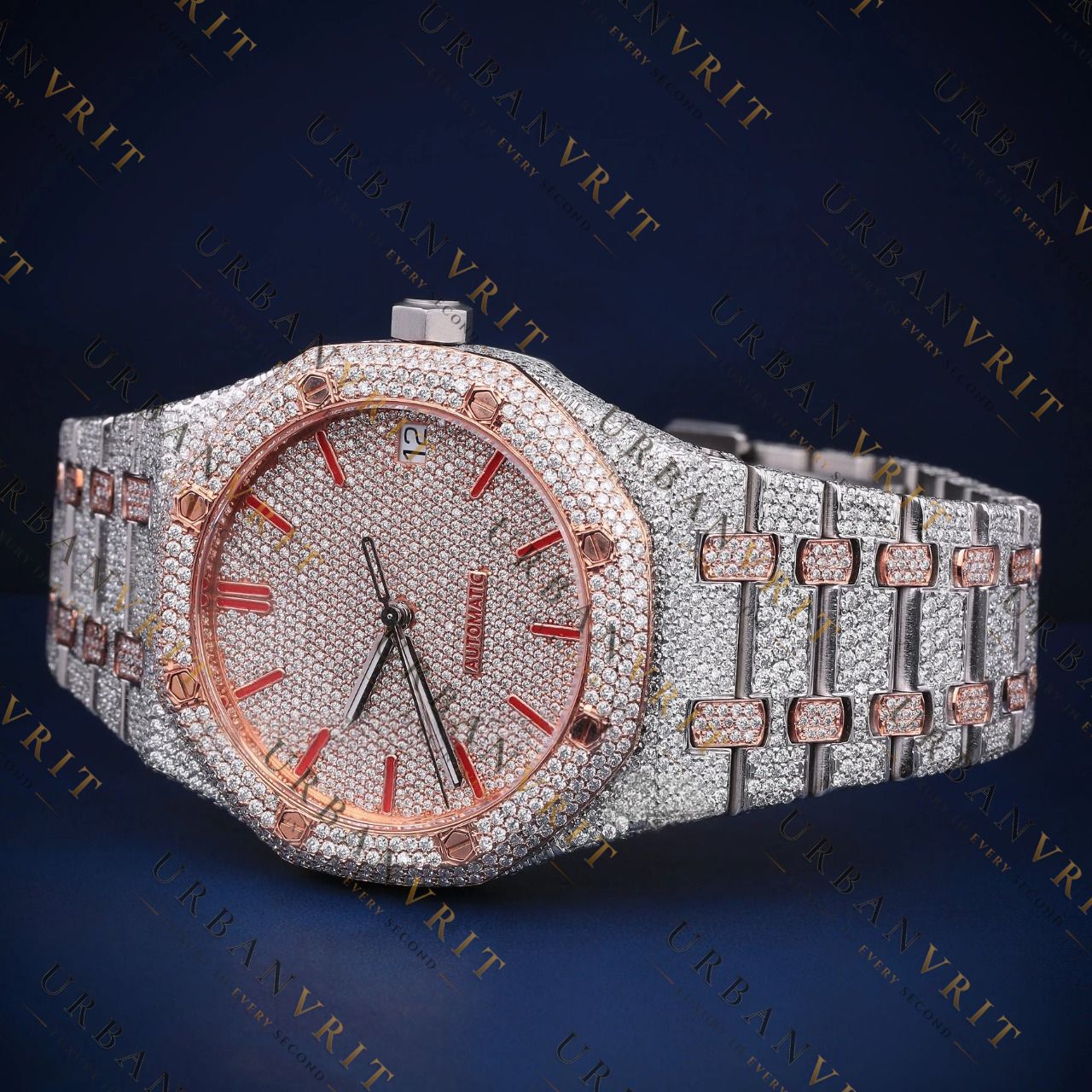 Two-Tone Rose Gold Diamond VVS1M D Color Moissanite Watch