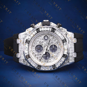 Baguette Iced-Out Chronograph VVS1 D Color Moissanite Watch