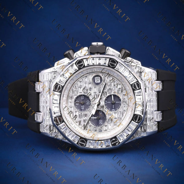 Baguette Iced-Out Chronograph VVS1 D Color Moissanite Watch