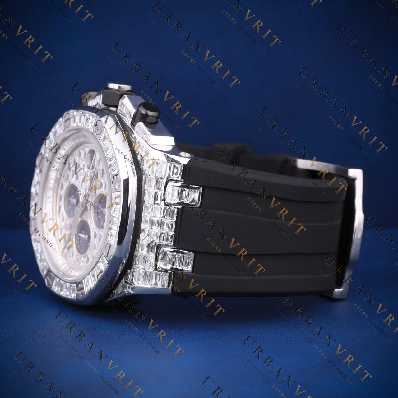 Baguette Iced-Out Chronograph VVS1 D Color Moissanite Watch