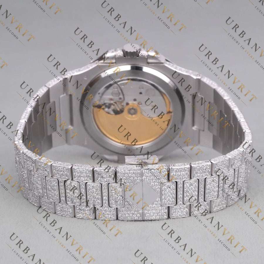 Fully Iced Out Moissanite Watch VVS1 D Color Silver