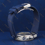 Blue Dial Moissanite Watch VVS1 D Color Fully Iced Out