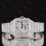 Pink Dial Moissanite Watch VVS1 D Color Fully Iced Out
