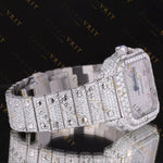Pink Dial Moissanite Watch VVS1 D Color Fully Iced Out