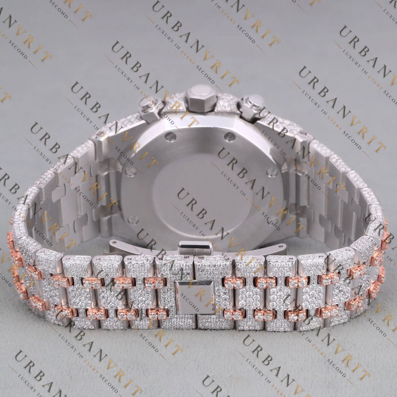 Rose Gold Two Tone Moissanite Watch VVS1 D Color
