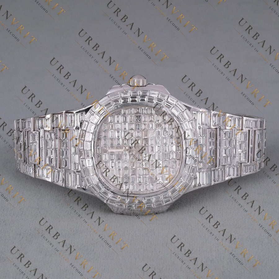 Moissanite Watch VVS1 D Color Fully Iced Out White Gold