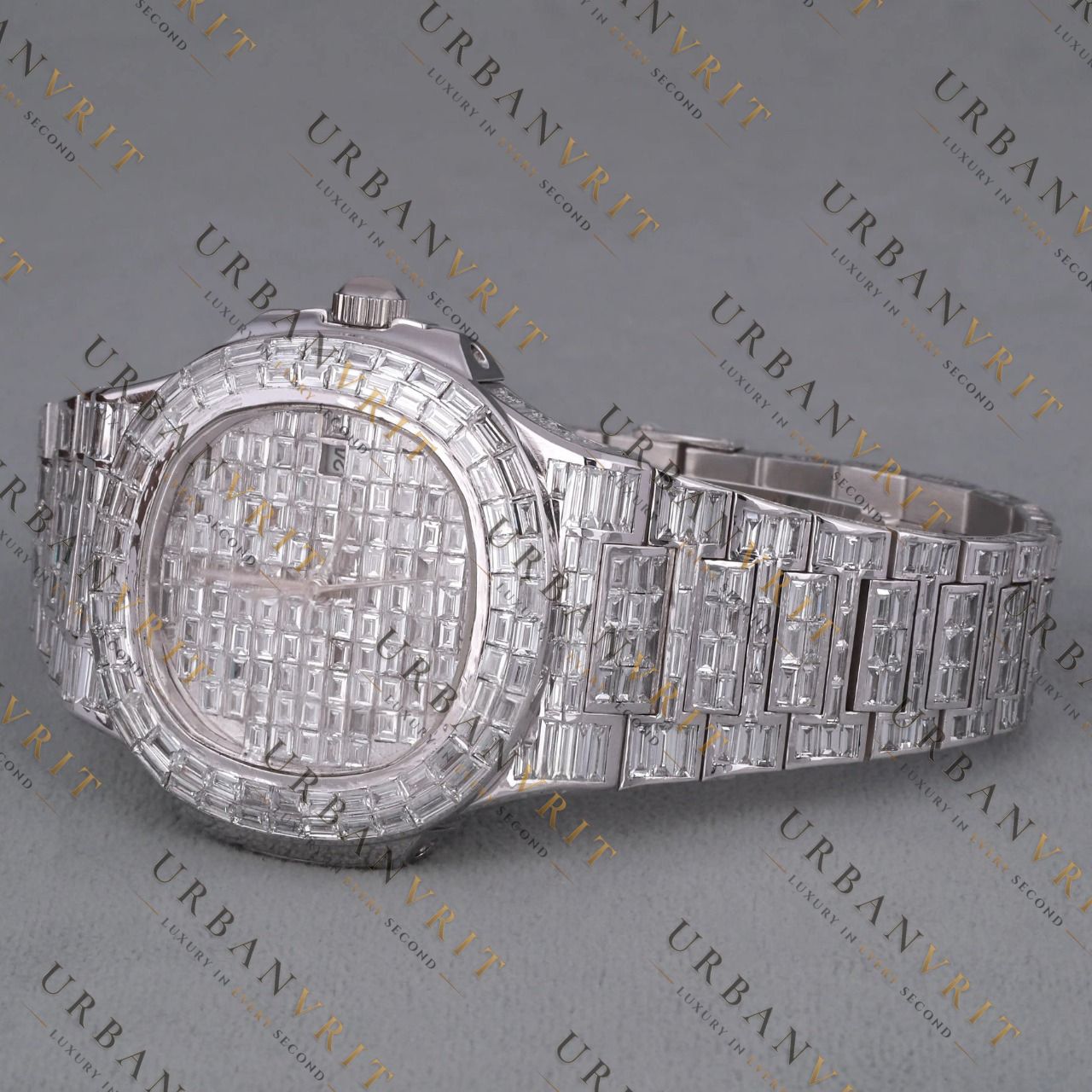 Moissanite Watch VVS1 D Color Fully Iced Out White Gold