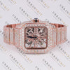 Rose Gold Skeleton Moissanite Watch VVS1 D Color Fully Iced