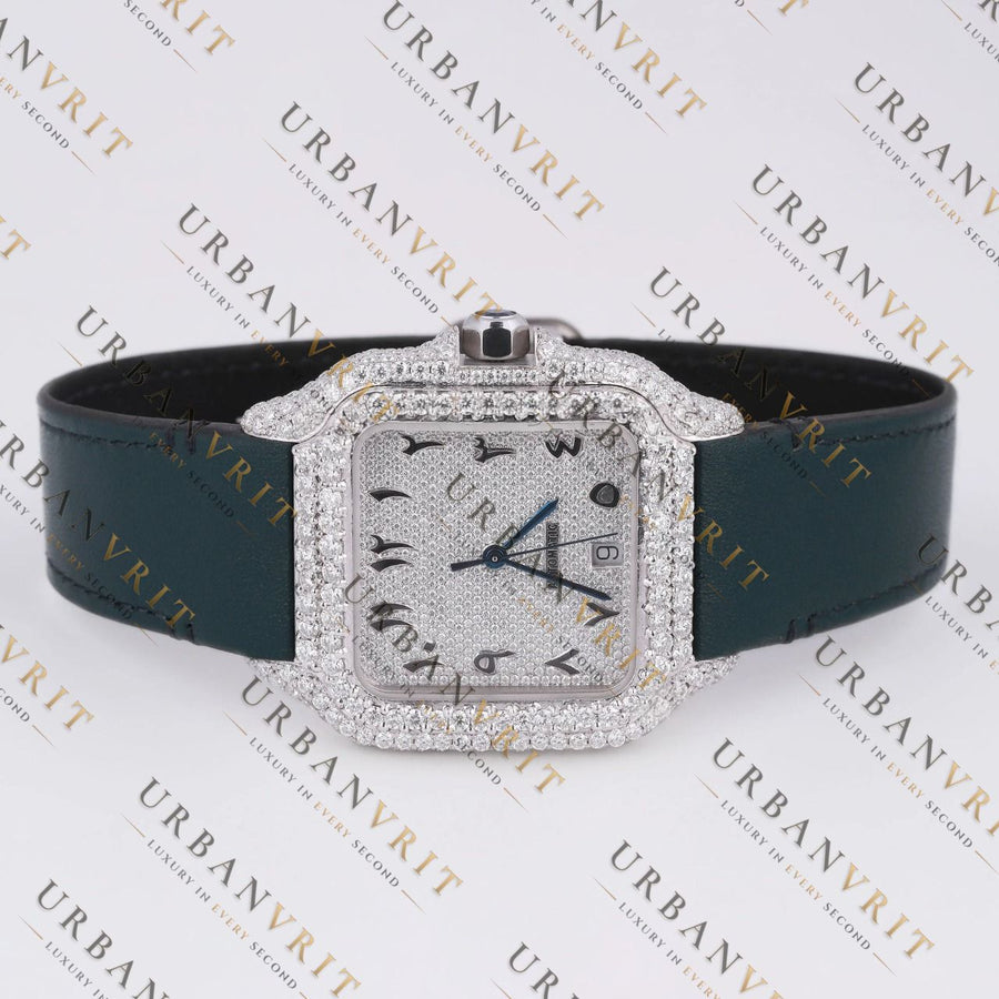 White Gold Moissanite Watch VVS1 D Color Fully Iced