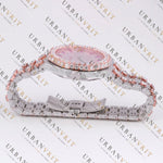Rose Gold Two Tone Moissanite Watch VVS1 D Color Fully Iced