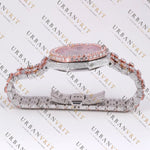 Rose Gold Two Tone Moissanite Watch VVS1 D Color Fully Iced